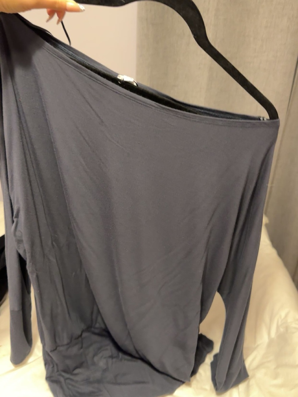 Garage Off-Shoulder Long Sleeve Top - Slate Blue